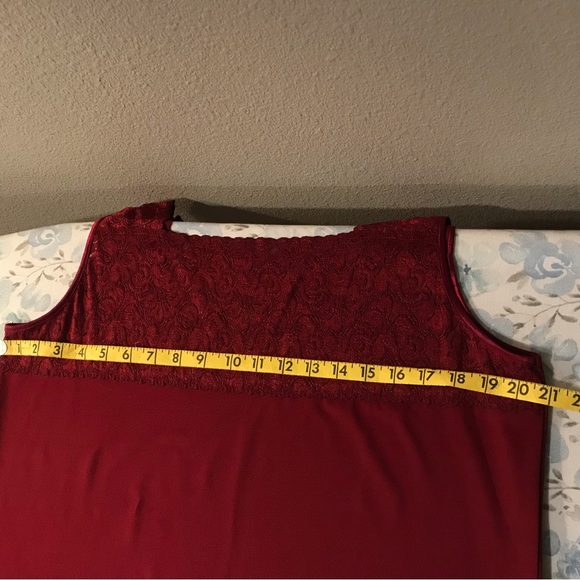 CJ Banks lace top tank top, 1X, burgundy red. - Picture 6 of 7